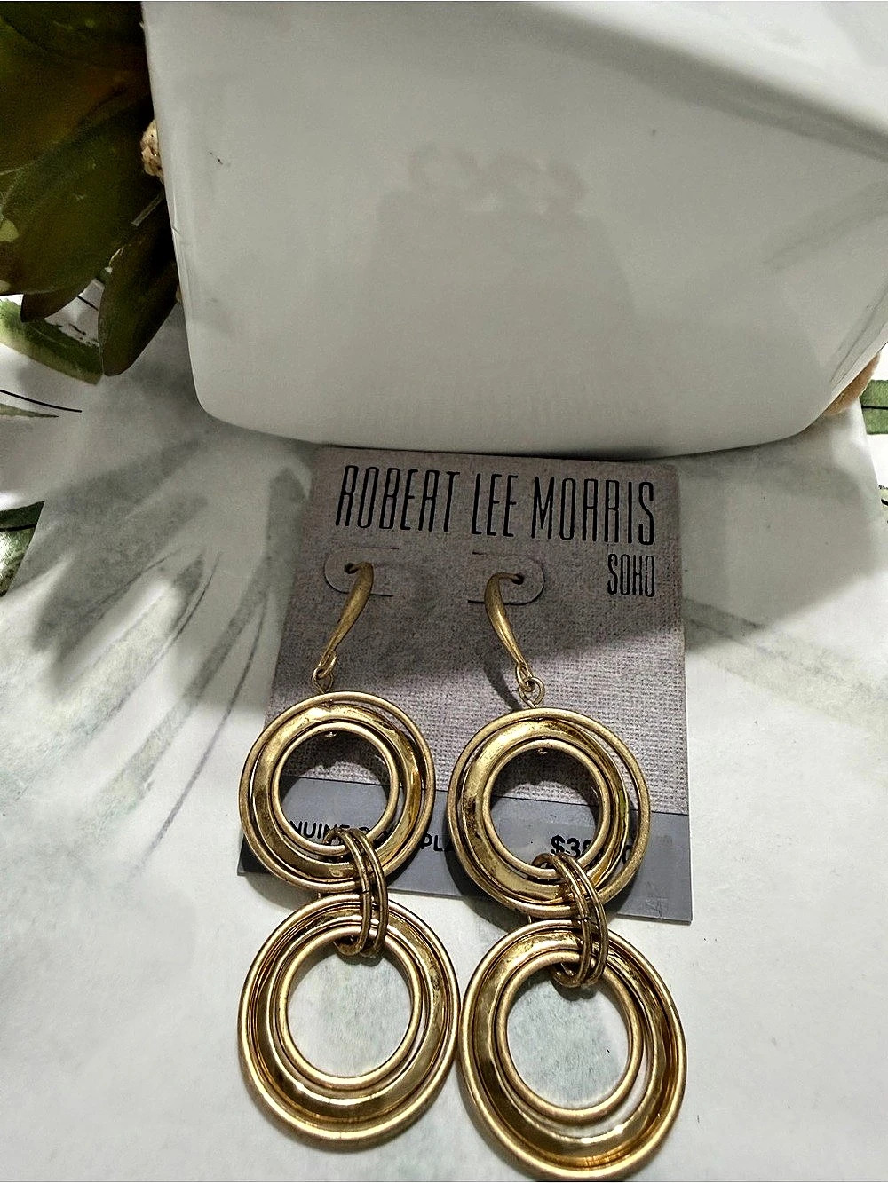 Robert Lee Morris Gold Tone Statement Earrings NWT